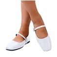 thumbnail image 4 of Womens Beige Patent Faux Leather Ballet Flats - Square Toe Mary Jane Shoes with Buckle Strap for Work & Formal,Size 9, 4 of 6