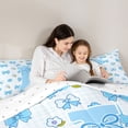 thumbnail image 4 of Castle Fairy Blue Bow Letter J Twin Comforter Sets 3-Piece for Girls,Cute Floral Initial Bedding Set, 4 of 6