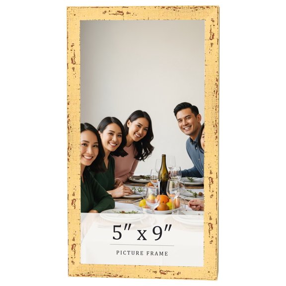 5x9 In Frame Yellow Real Wood Picture Frame Width 1.25 inches | Interior Frame Depth 0.5 inches |