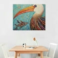 thumbnail image 2 of Nawypu  Pelican's Lost Supper Fish and Patterned Feathers, Black Framed, 16 x 20, 2 of 4