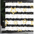 thumbnail image 4 of Ambesonne Star Shower Curtain, Dots Stripes Celebration, 69"Wx84"L, Black White Yellow, 4 of 5