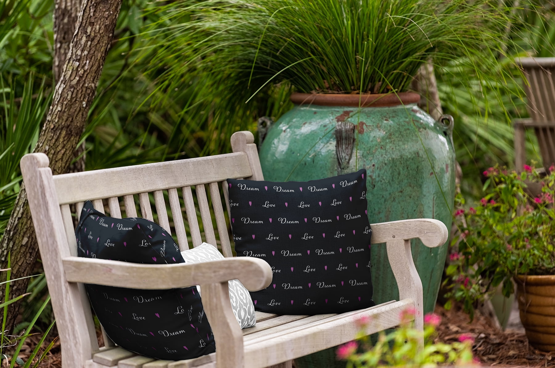 20" x 20" Simply Daisy Love Dream Polyester Indoor/Outdoor Pillow, Black Qty 1