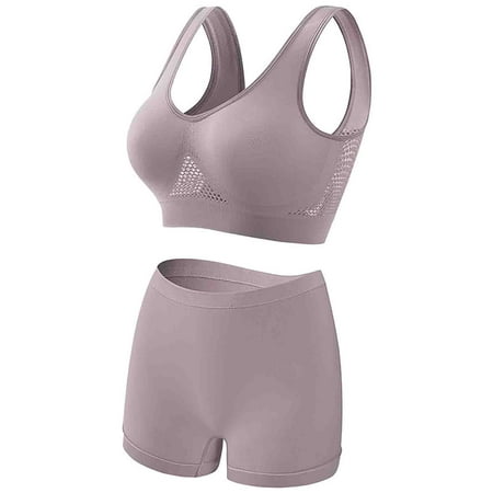 Njoeus Bras for Women Plus Size Sports Bra Women s Wire Free Push Up Bras Seamless Comfort Breathable Wireless Sports Bra and Panty Sets for Women Underwear Set T Shirt Bra