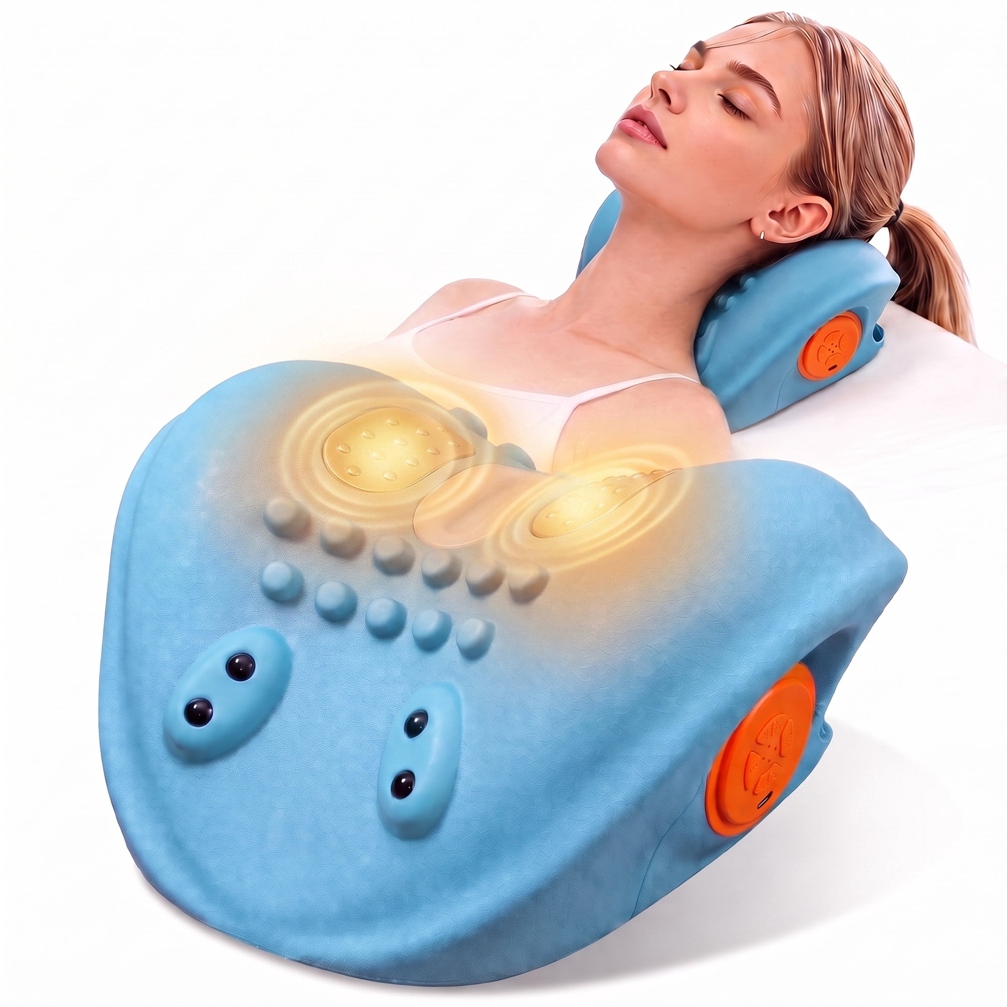 INSMART Neck Massager Pillow with EMS Pulse, Red Light Therapy, Wireless Remote Control, Heat, Rechargeable for Home Office Relaxation