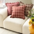 thumbnail image 5 of Ruffle Gingham Pillow Covers 18" x 18", Red Plaid | Soft & Breathable Gingham Pillow Cases, Linen Feel Ruffled Plaid Pillow Cover with Envelope Closure for Sofa Bed, 5 of 6