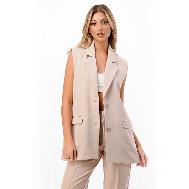 Chaleco cruzado con solapa AMAD Casual para mujer Talla M