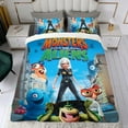 thumbnail image 4 of Monstruos Contra Alienígenas Conjunto de sábanas temático, trío de piezas, cómodo y amigable con la piel, diseño único, regalo de decoración para el hogar para familiares, amigos y fans,140cm *210cm, 4 of 6