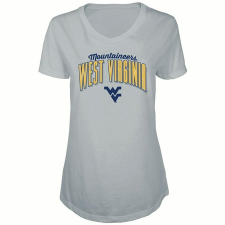 West Virginia Mountaineers Brass - Women's Russell Heathered Gray West Virginia Mountaineers Tunic Cap Sleeve V-Neck T-Shirt