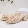 thumbnail image 5 of ZACPNCV Women's Square Toe Block Heel Mules Open Toe Floral Applique Casual Dressy Sandals Spring Summer, 5 of 9