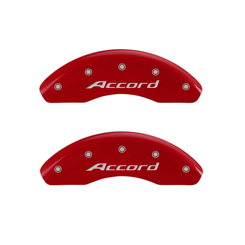Set of 4 MGP Caliper Covers 20207SACCRD Red Powder Coat Finish Honda/Accord  Engraved Caliper Cover with Silver Characters 