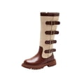 thumbnail image 2 of Girls Knee High Boots Fashion Lug Sole Side Zipper Tall Riding Boots for Toddler Little Kid Big Kid, 2 of 8