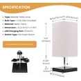 thumbnail image 4 of HOOMEDELIER Table Lamp with 2 USB Charging Ports, Indoor Nightstand Bedside Desk Lamp with Beige Fabric Lampshade, E26/27 Bulb, 4 of 9