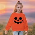 thumbnail image 2 of Odeerbi Kids Girls Crewneck Sweatshirts Halloween Pullover Sweatshirts Children's Fall Winter Sweatshirt Heart Print Long Sleeve Sweater Top Orange, 2 of 5