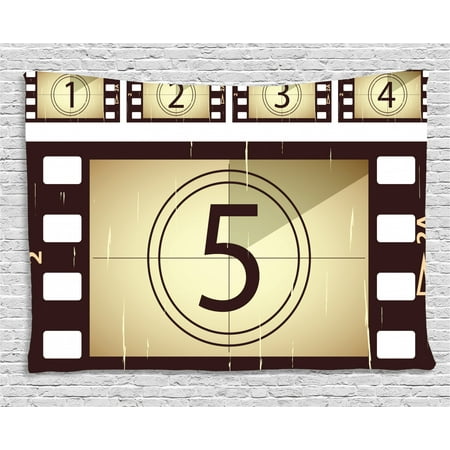 Movie Theater Tapestry Scratched Film Strips Vintage Movie