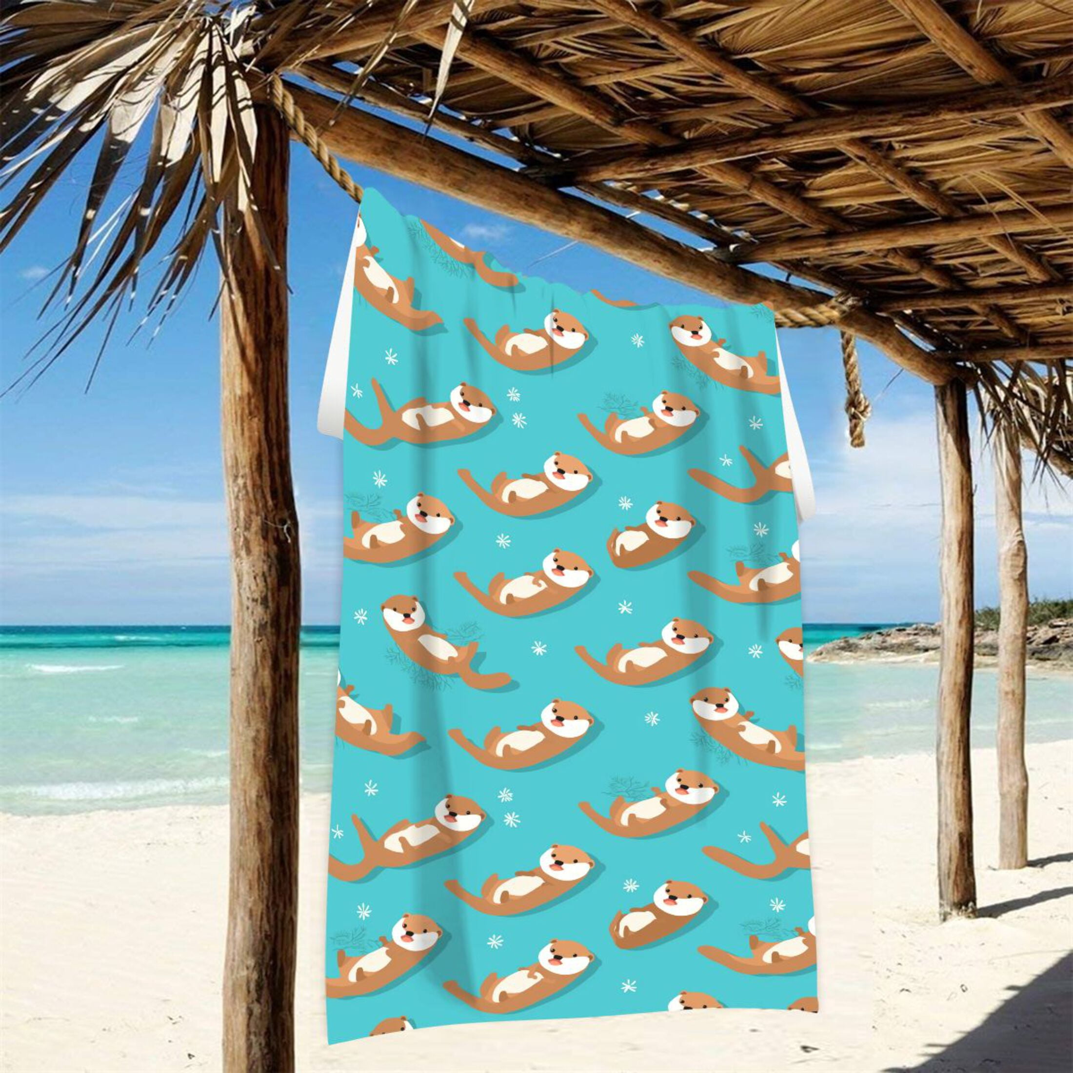 Oversized Beach Towel Extra Large Absorbent Microfiber Bath Towels Soft Quick Drying Swims Sea Otter 74"x37"