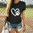 thumbnail image 2 of WREESH Womens Fashion T-Shirts Valentine's Day Causal Round Neck Heart Printing Blouse Short Sleeve T-Shirt Summer Tops Pullover Black, 2 of 5