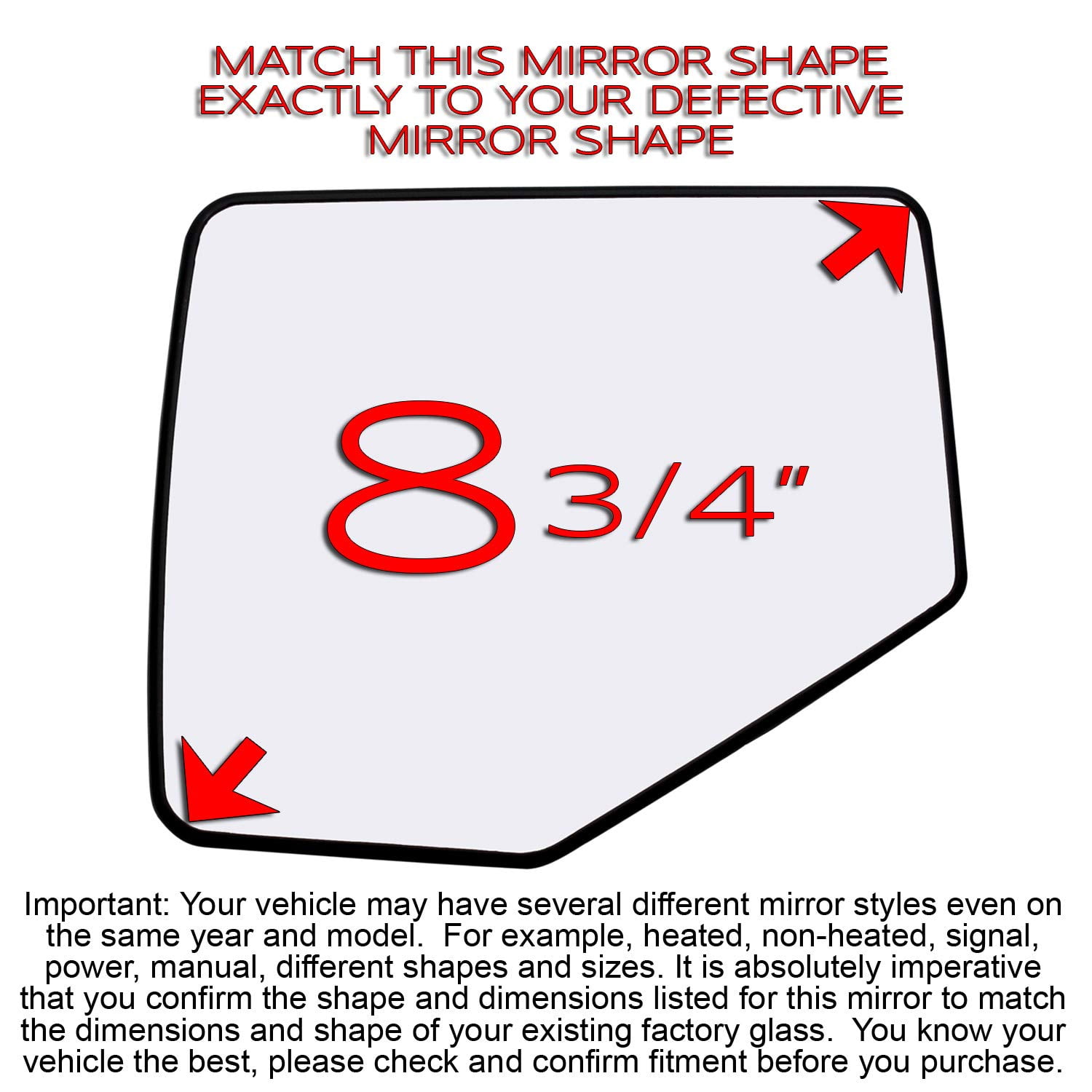 Rugged TUFF Driver Side Mirror Glass for Ford Explorer, Ranger, Mazda B2300, B3000, B4000, Mercury Mountaineer