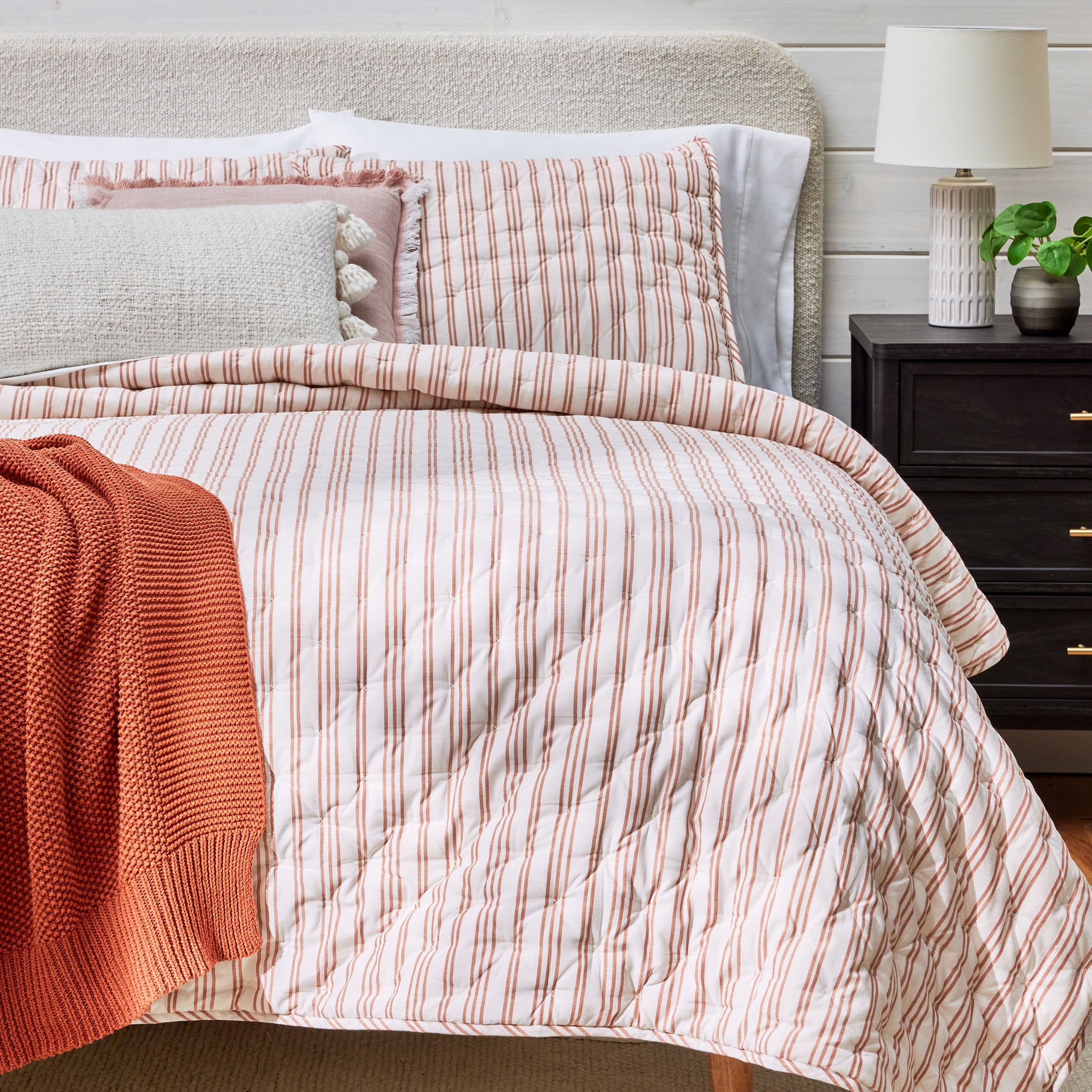 Better Homes & Gardens Copper Yarn Dyed Stripe Chambray Quilt, King