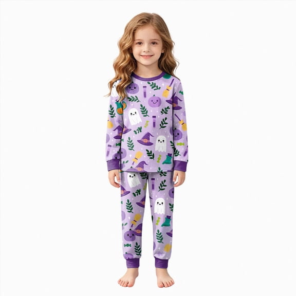 3-4 Years Tween Halloween Girl Pumpkin Pajama Set Jammies Button Sleepwear K-Pop Pajamas Girls Girls Beach Pajamas