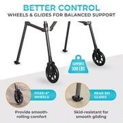 Stander Space Saver Walker, Lightweight Folding Walker for Seniors, Adult Walker with Wheels, Two Wheeled Rolling Walker with Rear Ski Glides, Black Walnut