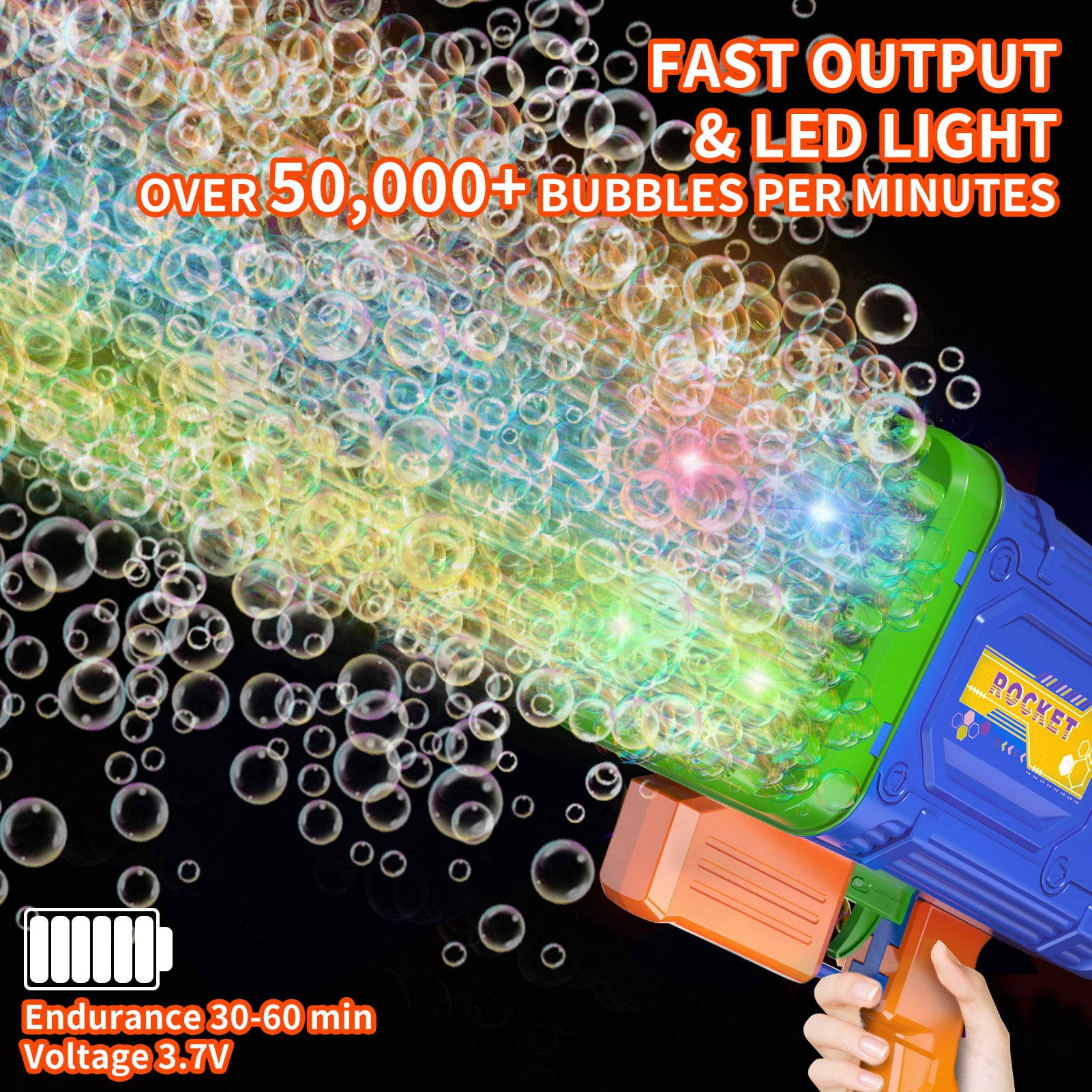Bubble Machine Kids Toys, Green Bubble Maker with Colorful Lights and Thousands Bubbles, Outdoor Toy Birthday Party Favors Gifts for Boys Girls Age 3 4 5 6 7 8 9 10 11 12 Years Old