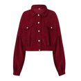 thumbnail image 1 of Chaqueta Para Mujer Chaqueta De Punto De Pana De Color SóLido Chaqueta De Estilo Corto XBTCLXEBCO Vino Rojo;XXL, 1 of 6