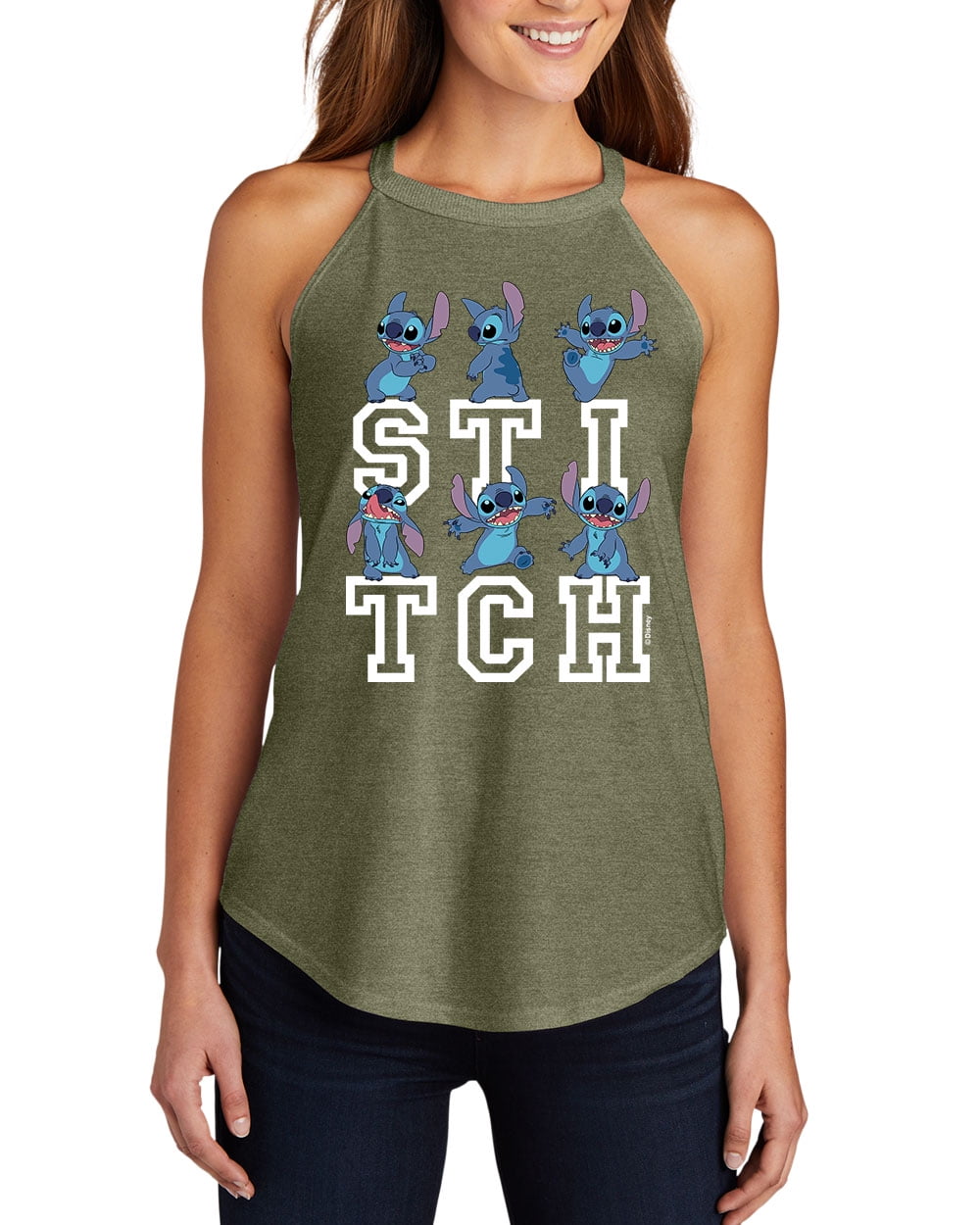 Lilo & Stitch Stitch Poses Juniors High Neck Tank Top