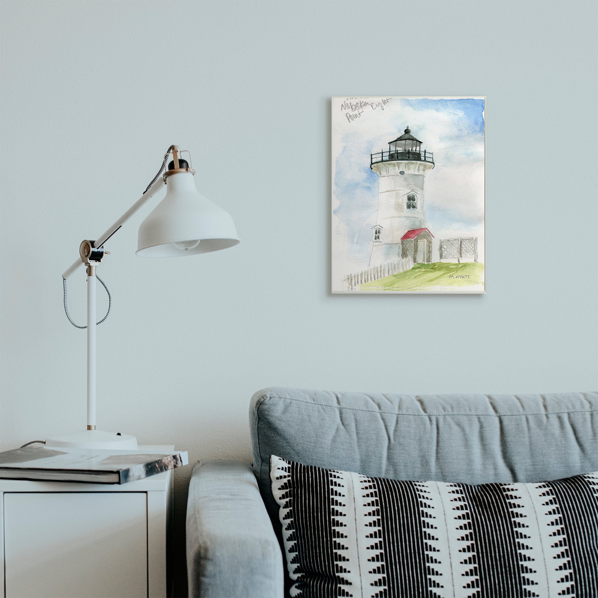 Stupell Industries Nobska Point Lighthouse Cliffside Coastal Architecture Wall Plaque, 13 x 19, Design by Melissa Hyatt LLC