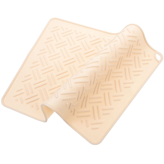 Milisten Beige Silicone Drying Mat for Kitchen Heat and Water Protection Easy to Store