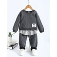thumbnail image 3 of Mikrdoo Toddler Baby Boys Outfits Baby OOTD Jacquard 3 Years Boys Long Sleeve Tops 4 Years Boys Pants 2Pcs Clothes Set Gray, 3 of 8