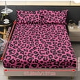 thumbnail image 4 of ZIATUBLES 3 Pcs Twin Size Sheet Set, Soft Comfort Bedding Sets with 1 Fitted Sheet and 2 Pillowcases, Cooling Cozy All-Season Bed Sheets, Pink Black Leopard Printed, 4 of 9