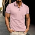 thumbnail image 2 of hoksml Men's Classic Golf Shirts Casual Loose Solid Color Collared Button Polo Shirt Summer Lightweight Mesh Short Sleeve Turndown Collar Tops, 2 of 6