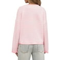 thumbnail image 6 of Button Down Long Sleeve Lightweight Crewneck Casual Knit Striped Cardigan, 6 of 7