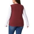 thumbnail image 3 of Agnes Orinda Women's Plus Size Cable Knit Sweater Vest Crew Neck Sleeveless Knitted Casual Pullober Sweaters with Pocket 3X Red, 3 of 6
