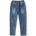 thumbnail image 2 of KIDSCOOL SPACE Big Girls Jeans, 5-14T Simple Design Boys Ribbed Waist Denim Pants,Light Blue,13-14 Years, 2 of 6