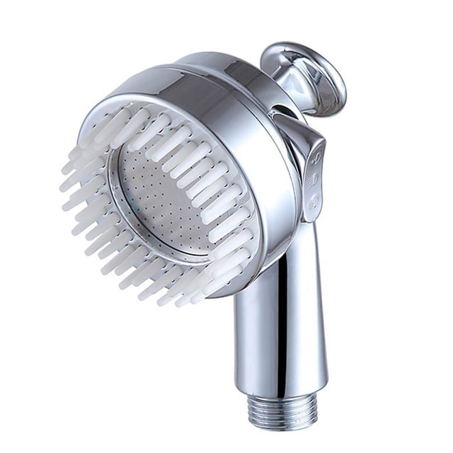 MYG Multifunctional Massage Shower Head with Pressurized Spray, Dual-Mode Water Discharge, One-Button Stop, PP Brush for Bathroom Basin Shampoo Faucet, Easy Installation