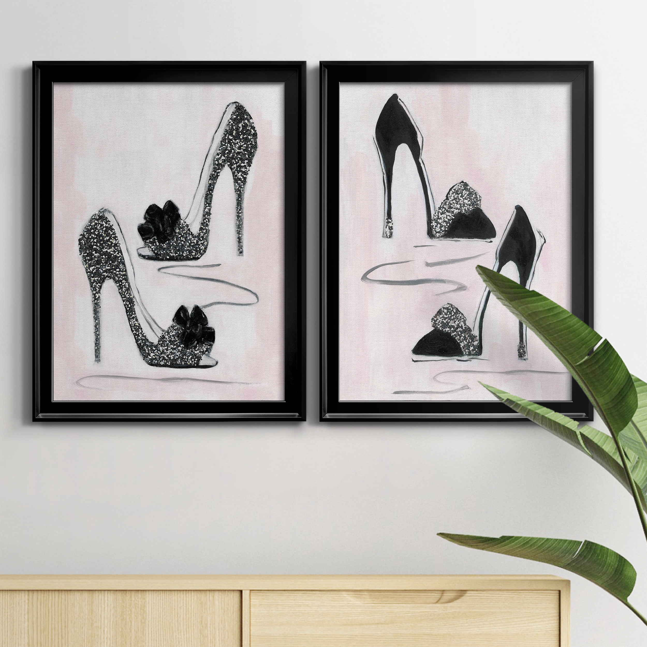 2 Piece Set Shoes That Dazzle I Premium Framed Canvas - Ready to Hang - 18.5 x 24.5 Each - Black Frame