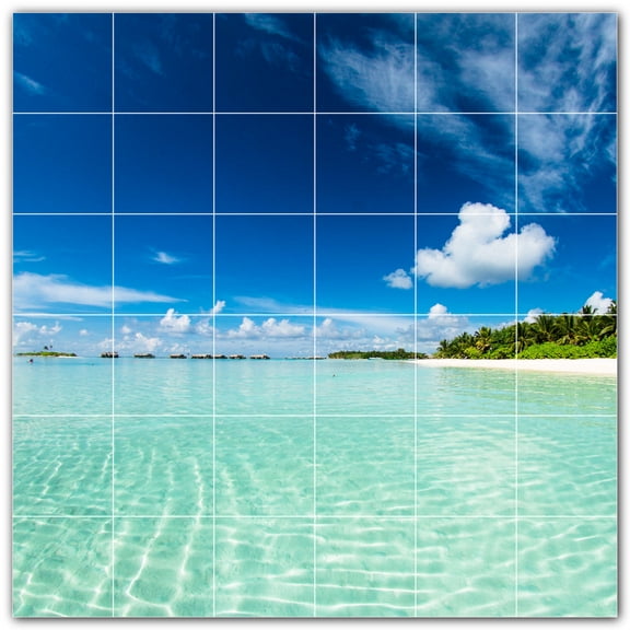 Picture-Tiles.com: Beach Ceramic Tile Wall Mural WAL500082-66L. 48"W x 48"H using (36) 8" x 8" Ceramic Tiles-Satin Finish