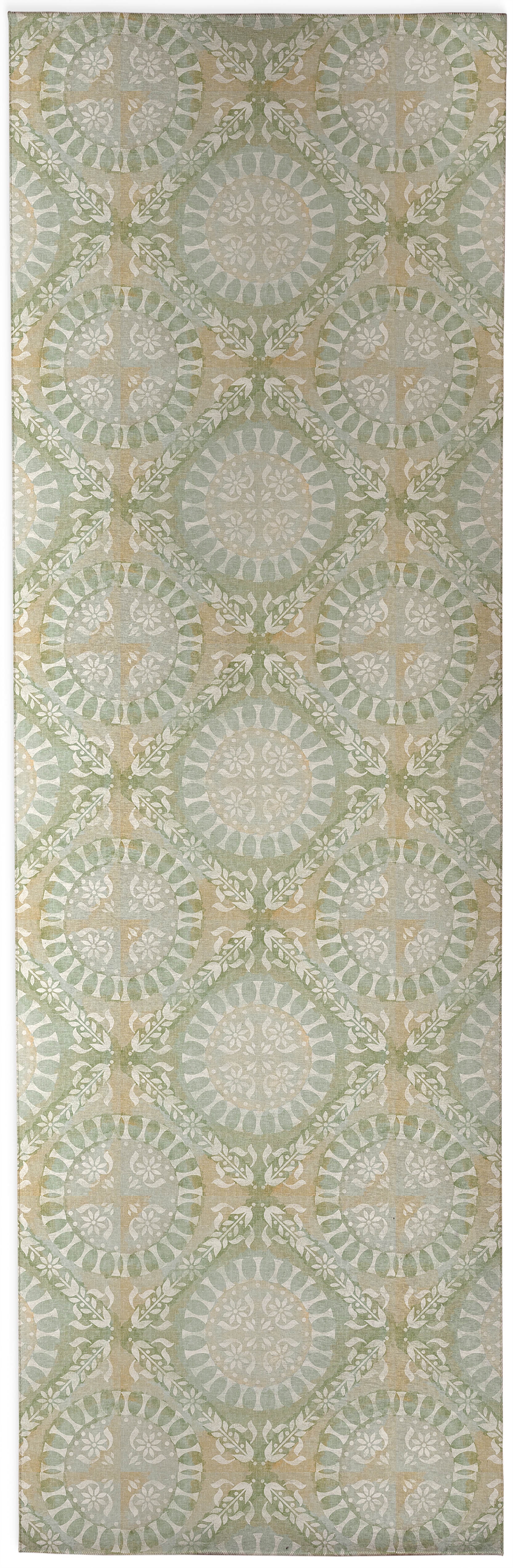 WATERCOLOR MEDALLION SAGE Kitchen Mat By Kavka Designs