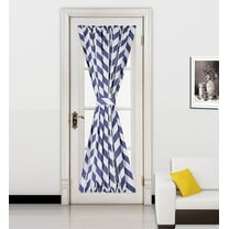 (Meme)1Pc Teal Chevron Printed Mix Color French Door Foam Backing Insulated Thermal Blackout Rod Pocket Curtain Panel With Tieback 55"W X 72"L