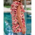 thumbnail image 6 of BTFBM Womens Tops Dressy Casual Spring Summer Shirts Boho Floral V Neck Ruffle Cap Sleeve Business Work Blouses, 6 of 9