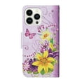 thumbnail image 4 of ELEHOLD Wallet Case for iPhone 15 Pro Folio Flip Case, Cute Pattern with Credict Card Slots Magnetic Clasp Soft Shockproof Leather Protective Case with Wrist Lanyard for iPhone 15 Pro- Yellow Butterfy, 4 of 7