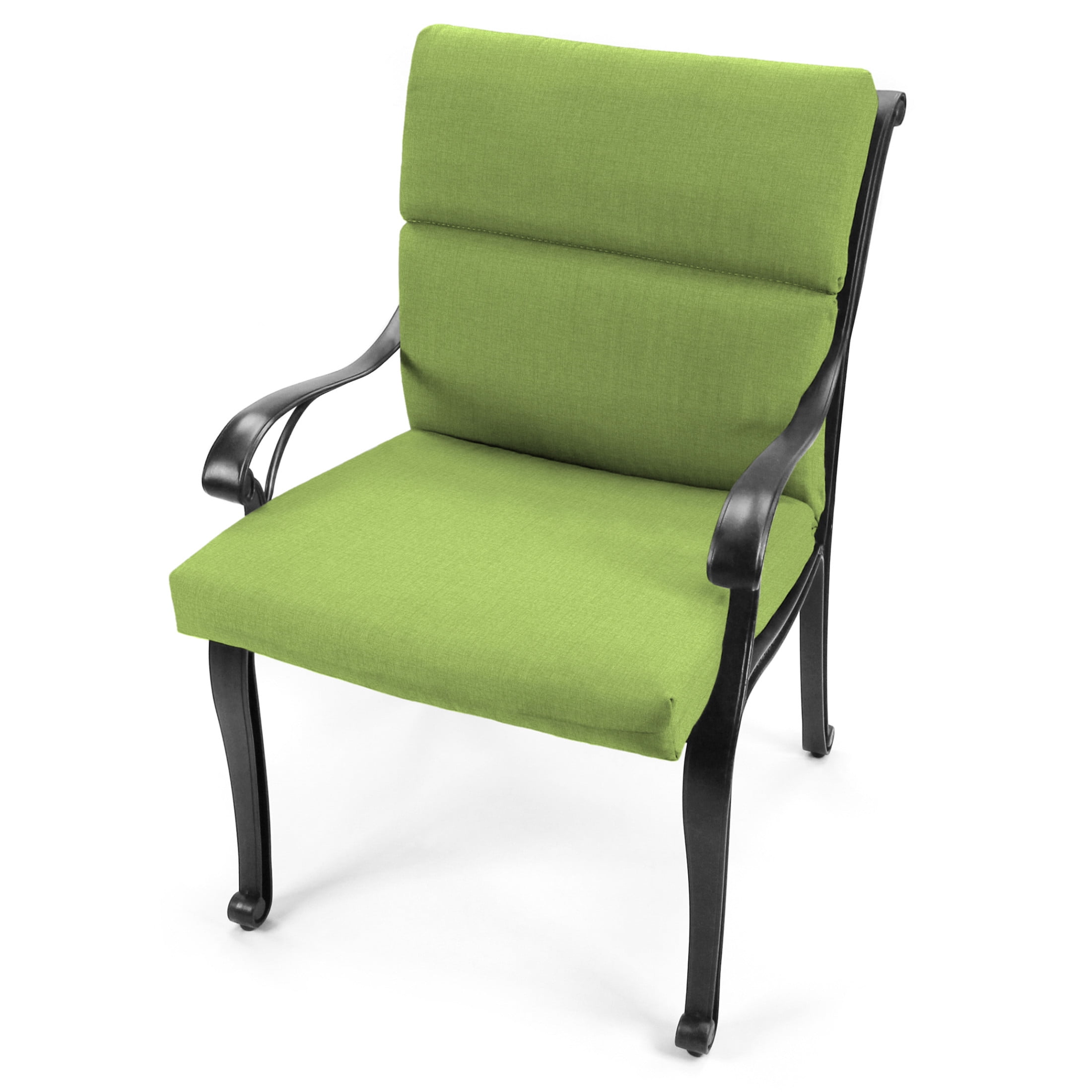 Jordan Manufacturing 44" x 22" McHusk Leaf Green Crosshatch Rectangular Outdoor Chair Cushion with Ties and Hanger Loop