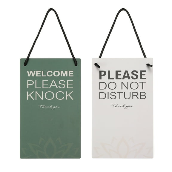 Uxcell Welcome Please Knock Sign, Please Do Not Disturb Door Sign, Green White,10" x 5