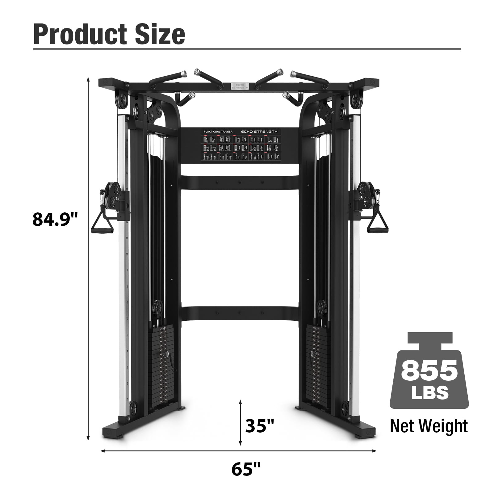 Functional Trainer Cable Machine, Cable Crossover Exercise Machine for Home & Commercial Gym, All in One Home Gym System Cable Machine and Dual Weights Stack for Cable Workout