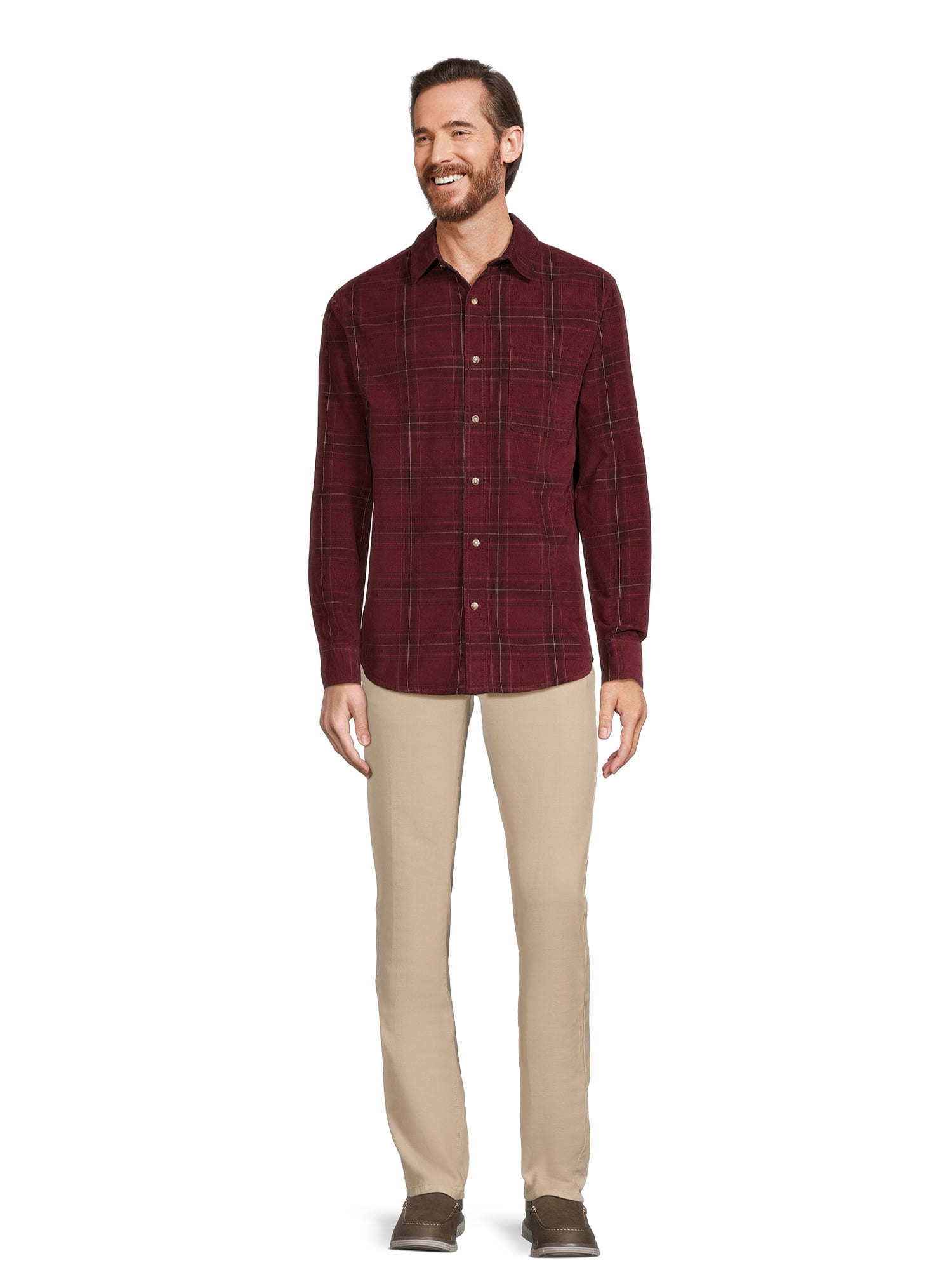 George Men's Corduroy Shirt with Long Sleeves, Sizes S-3XL