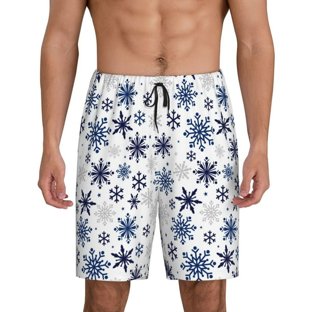 Fotbe blue Snowflake Prints Pantalones Cortos de Pijama para Hombre, Ropa de Dormir, Pantalones de Pijama Cortos para Hombre-Small