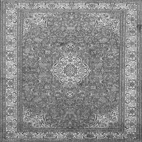 Ahgly Company Indoor Square Medallion Gray Traditional Area Rugs, 6' Square
