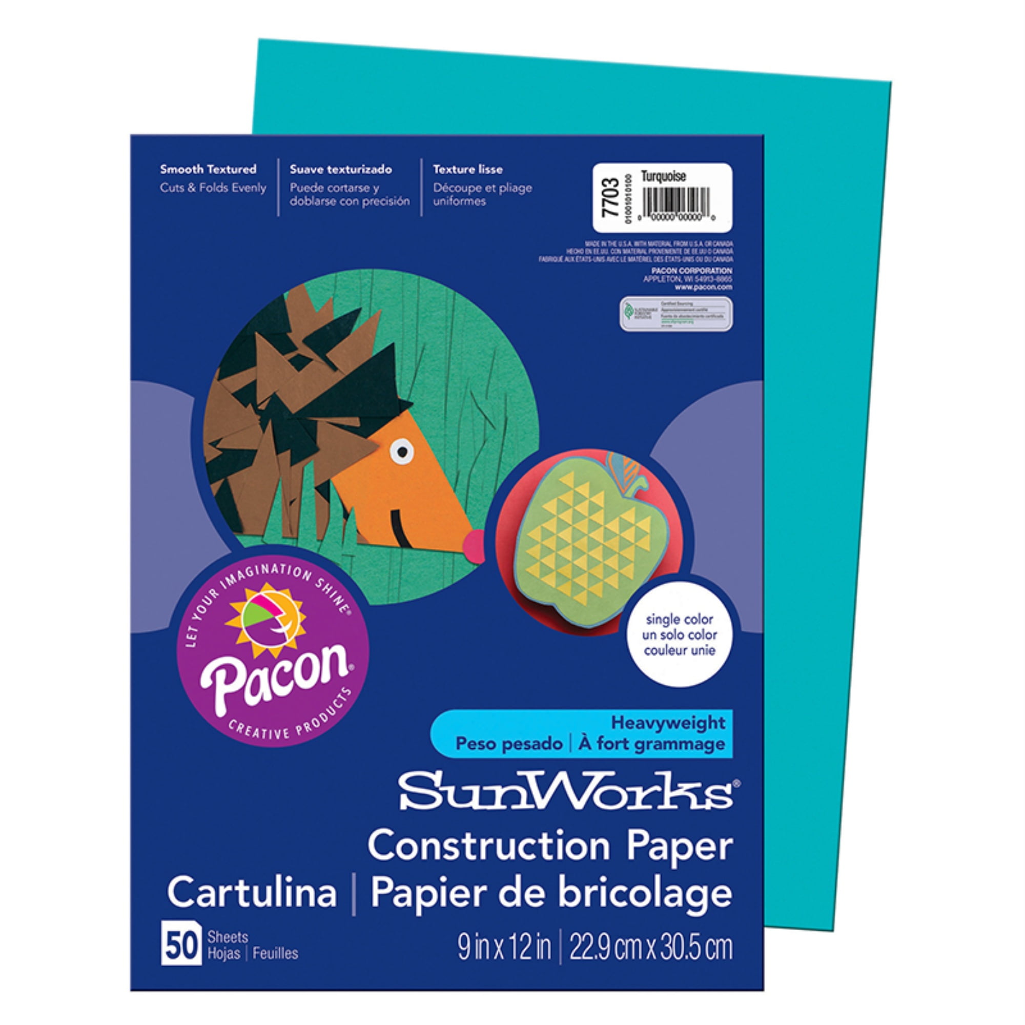SunWorks, PAC7703, Construction Paper, 50 / Pack, Turquoise