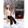 thumbnail image 3 of POENTAB Women's Fleece Lined Flare Pants High Waisted Warm Thermal Bootcut Leggings For Winter Travel Black, 3 of 9
